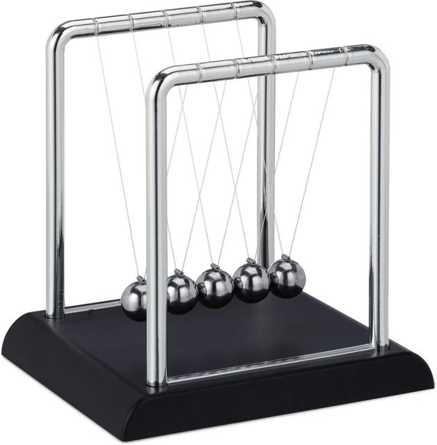 Relaxdays Newton Pendel aus Metall und Kunststoff in Schwarz und Silber, B/T/H: 13,5 x 13,5 x 11,5 cm - Bild 1