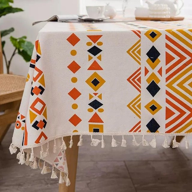 Wasserdichte Tischdecke Super Six aus Baumwollleinen in Weiß mit floralem Design für rechteckige Tische, B/B: 90 x 90 cm - Bild 1