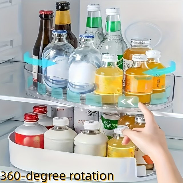 Untior Kühlschrank-Organizer aus Kunststoff in Weiß mit Fächern und 360 Grad Drehbarkeit - Bild 1