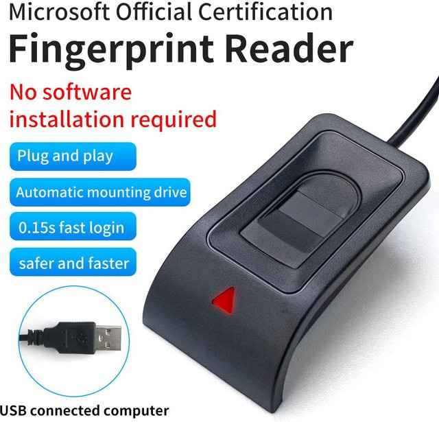 mfySpace USB Fingerabdruckleser Biometrischer Desktop Scanner für PC und Laptop in Schwarz - Bild 1