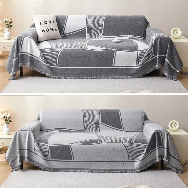 Doppelseitiges Chenille Sofaüberwurf-Handtuch von Super Six, staubdicht und kratzfest, B/T: 180 x 130 cm - Bild 1