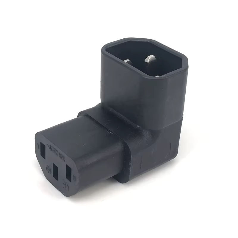 JCD AC-Adapter IEC 320 C14 auf C13, 3-poliger Stecker auf Buchse mit 90-Grad-Winkel, Schwarz - Bild 5
