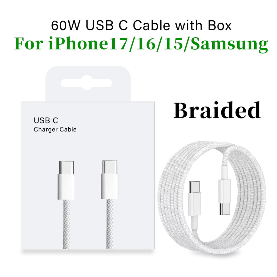 Original USB-C Schnellladekabel für Apple iPhone und Samsung, 60 W PD Datenleitung, Weiß - Bild 2