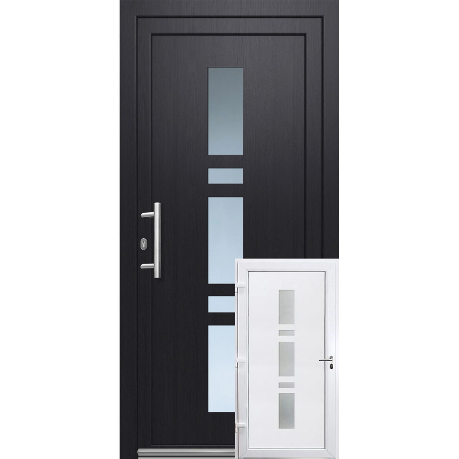 Premium Kunststoff-Haustür PANTO SMK 017 mit Glaseinsatz, Anthrazit-Weiß, B: 110 cm, H: 210 cm, DIN Links - Bild 2