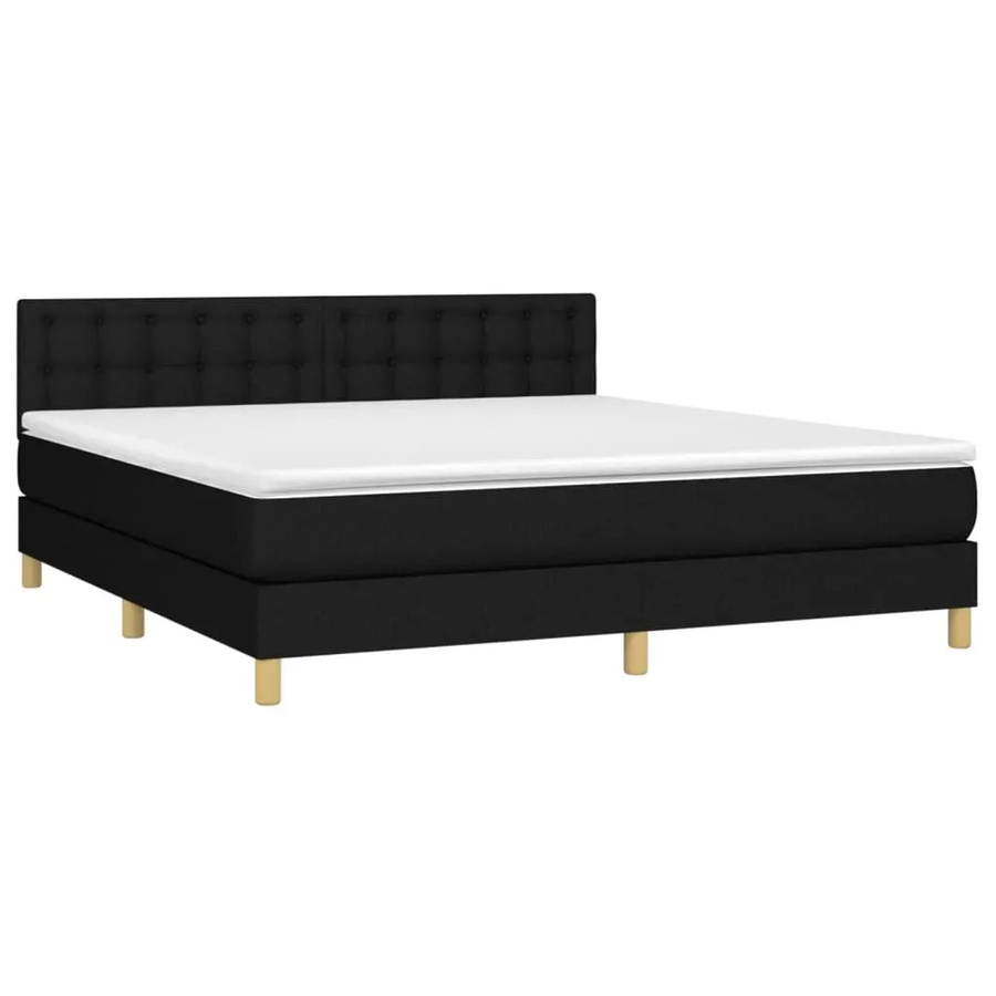 vidaXL Boxspringbett mit Matratze in Schwarz, Hybrid-Bett mit LED-Unterbettbeleuchtung und USB-Anschluss, B/T/H: 160 x 200 x 78 cm - Bild 2