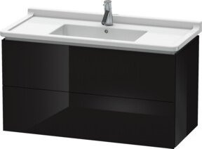 Duravit Waschtischunterschrank L-Cube wandhängend in Schwarz Hochglanz mit 2 Schubladen, B/T/H: 102 x 46,9 x 55,8 cm - Bild 1