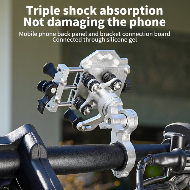 Drehbare Motorrad-Navigationshalterung aus Aluminium-Legierung für dein Bike, Farbe: Silber - Bild 1