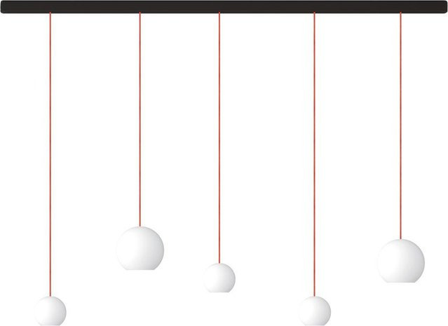 KOMOT KOS Quinto SL LED-Pendelleuchte mit Schiene, Schwarz matt, Orange und mundgeblasenem Opalglas, Tunable White (2200K - 4200K), Länge: 200 cm - Bild 1