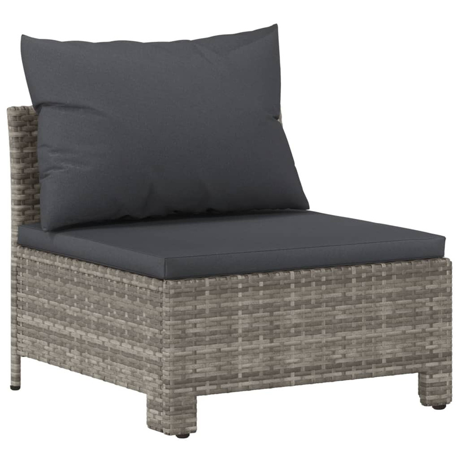 vidaXL 3-tlg. Garten-Lounge-Set in L-Form aus grauem PE-Rattan mit Polsterkissen und pulverbeschichtetem Stahlgestell - Bild 4