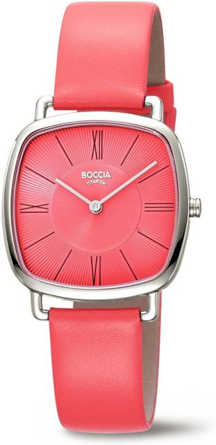 Boccia Damenuhr, Titan, Quarz, 33 mm, Pink, Leder, 3 ATM - Bild 1