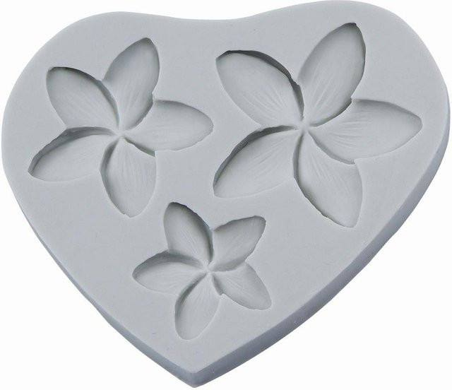 Little J Silikonform Plumeria-Blumen für Fondant und Schokolade in Grau und Pink - Bild 1