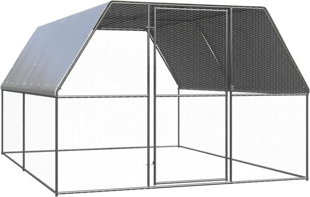 vidaXL Outdoor-Hühnerkäfig aus verzinktem Stahl in Silbergrau, B/T/H: 4 x 3 x 2 m - Bild 1