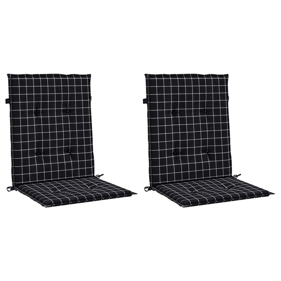 vidaXL Niedriglehner-Auflagen 2er-Set Schwarz-weiß Karomuster aus Polyester, wasserabweisend und UV-beständig - Bild 2