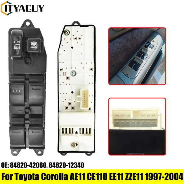 ITYAGUY Fenster Schalter für Toyota Corolla AE11 CE110 EE11 ZZE11 und RAV4, Schwarz, LHD Auto Power Master 84820-12340 8482012340 84820-60110 84820 60110 - Bild 1