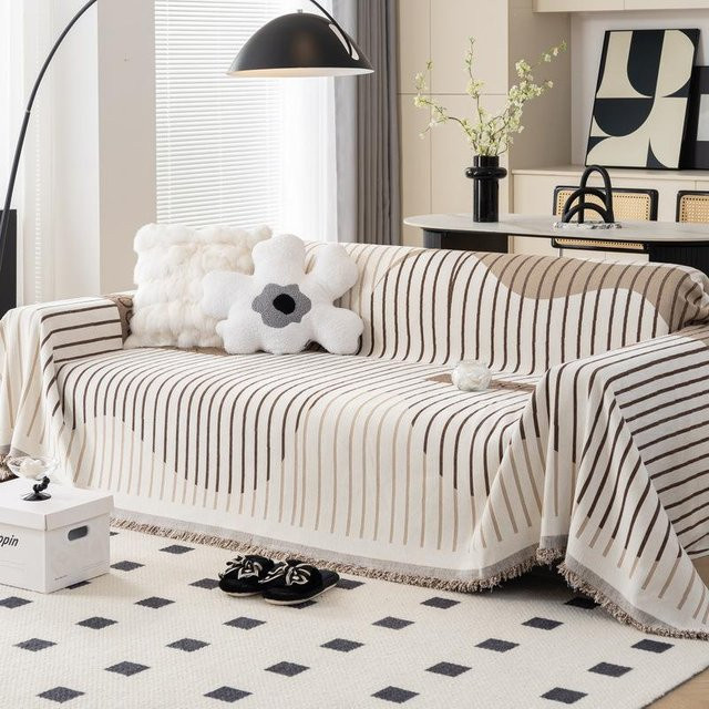 Super Six Chenille Sofabezug Universal Rutschfest und Anti-Katzenkratz, Grau, B: 180 cm, T: 130 cm - Bild 1