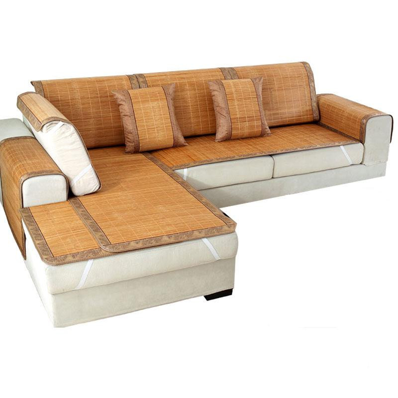 Yiran Furniture Sommer-Sofabezug aus kühlender Bambusfaser in L-Form, rutschfest, Breite: 60 cm, Länge: 60 cm - Bild 3