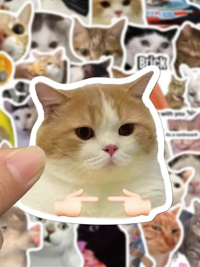 Rspctou Katzen-Meme Aufkleber Set, bunte Kawaii Tier-Cartoon Sticker für Laptop und Gepäck, wasserfest - Bild 5