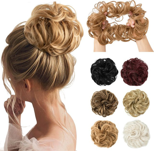 SARLA Haarteil Chignon Updo, blonde braune lockige Haarteile, Damen - Bild 1