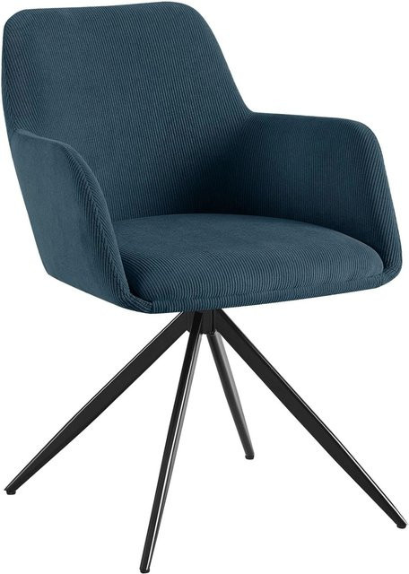 DELUKE Esszimmerstuhl PELON in Blau mit Cord-Bezug, B/T/H: 56 x 62 x 81 cm - Bild 1