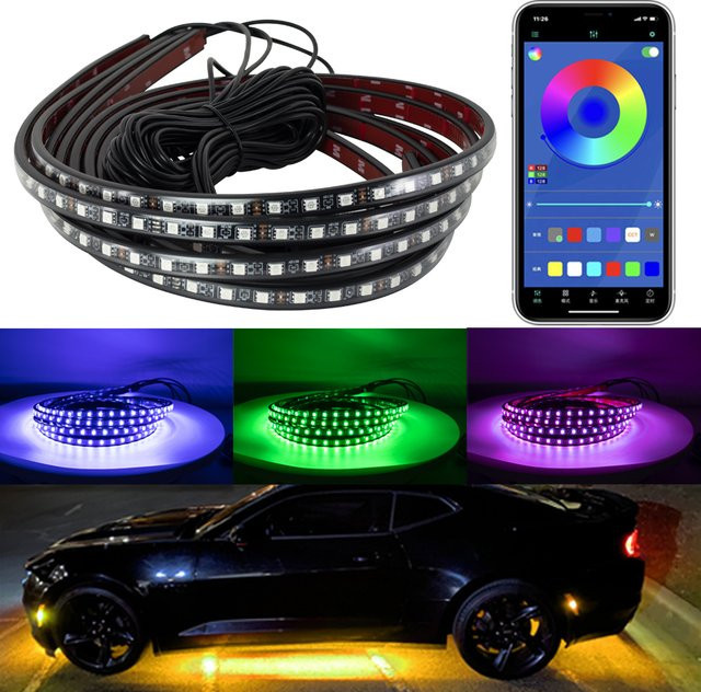 WUMFIRE RGB Neon Flex LED Streifen für Auto mit App- und Fernbedienung Steuerung, wasserdichte Unterbodenbeleuchtung in Multicolour - Bild 1