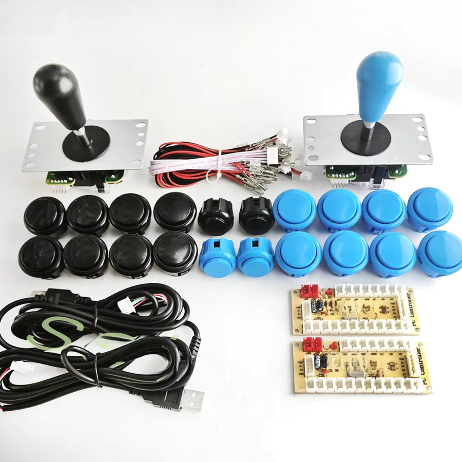 Arcade-Joystick DIY-Kit mit Sanwa-Stil Drucktasten für PC und Raspberry Pi Zero, USB-Controller in Weiß und Multicolour - Bild 3
