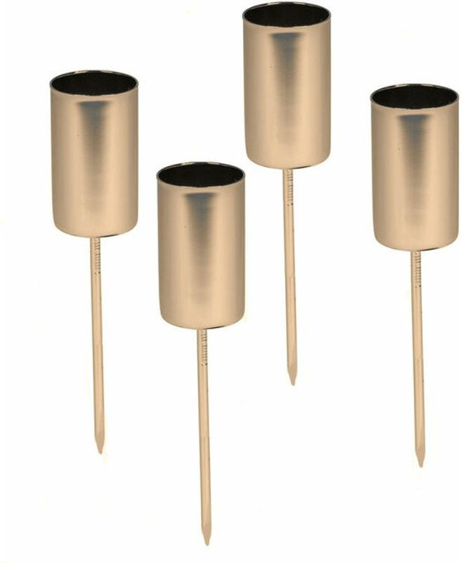 SPETEBO Stabkerzen Pick 4er Set in Gold für Advents- und Weihnachtsgestecke aus Metall - Bild 1
