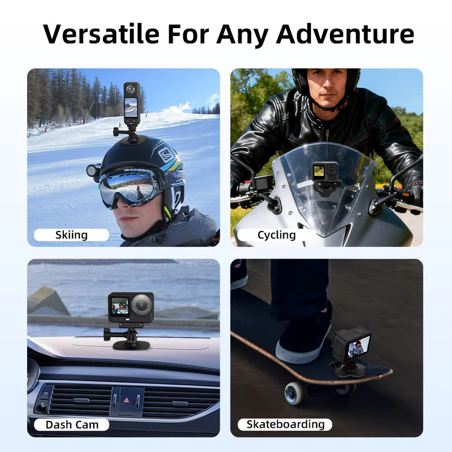 Flymile Kamera-Motorradhelm-Halterung in Schwarz, flexibler Klebehalter für DJI Action 6, OSMO Action 5 Pro, Insta360 X5 und GoPro Zubehör - Bild 3