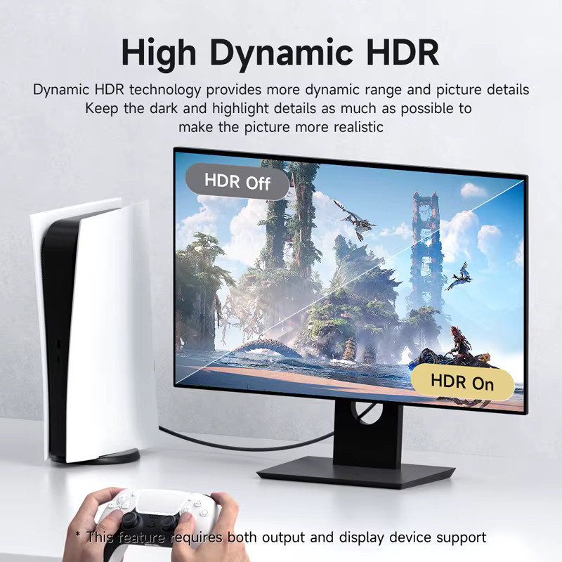Hagibis HDMI Hochgeschwindigkeitskabel in Schwarz für 8K 60Hz, 4K 240Hz und 2K 360Hz kompatibel mit PS5, Xbox und Laptops - Bild 3