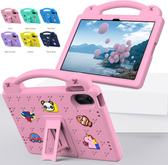 Kindersichere EVA Schutzhülle mit Ständer im Cartoon-Design für Xiaomi Redmi Pad 2 11 Zoll, Blau oder Pink - Bild 1