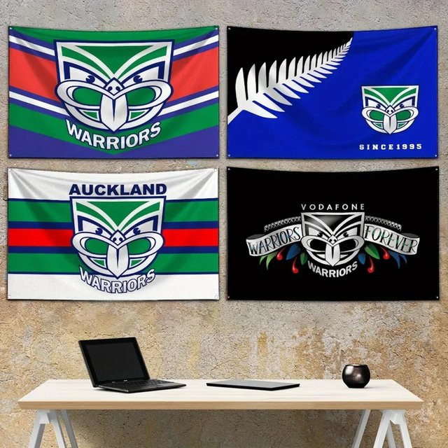 VIKAMA Auckland Warriors Flaggen-Wandteppich als Sportfan-Banner für Outdoor und Garage, Mehrfarbig, Breite: 60 cm, Höhe: 40 cm - Bild 1