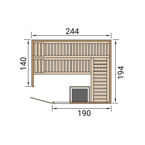 WEKA Ecksauna Varberg 4 für 6 Personen in Braun inklusive 9 kW Ofen mit externer Steuerung und Glasfenstern - Bild 2