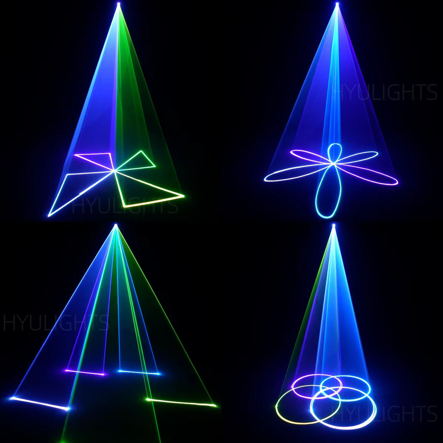 DJXFLI RGB 3in1 Laser-Bühnenbeleuchtung mit 3W LED, IP65 wasserdicht, Schwarz, mit DMX-Steuerung für iOS und Android zur 3D-Animation und Logo-Projektion - Bild 4