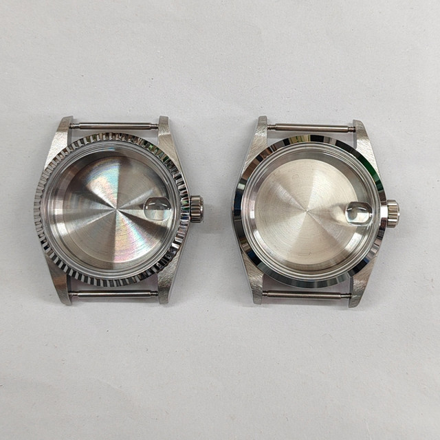 Uhrengehäuse Edelstahl, 36 mm, schräge Lünette, Silber - Bild 1