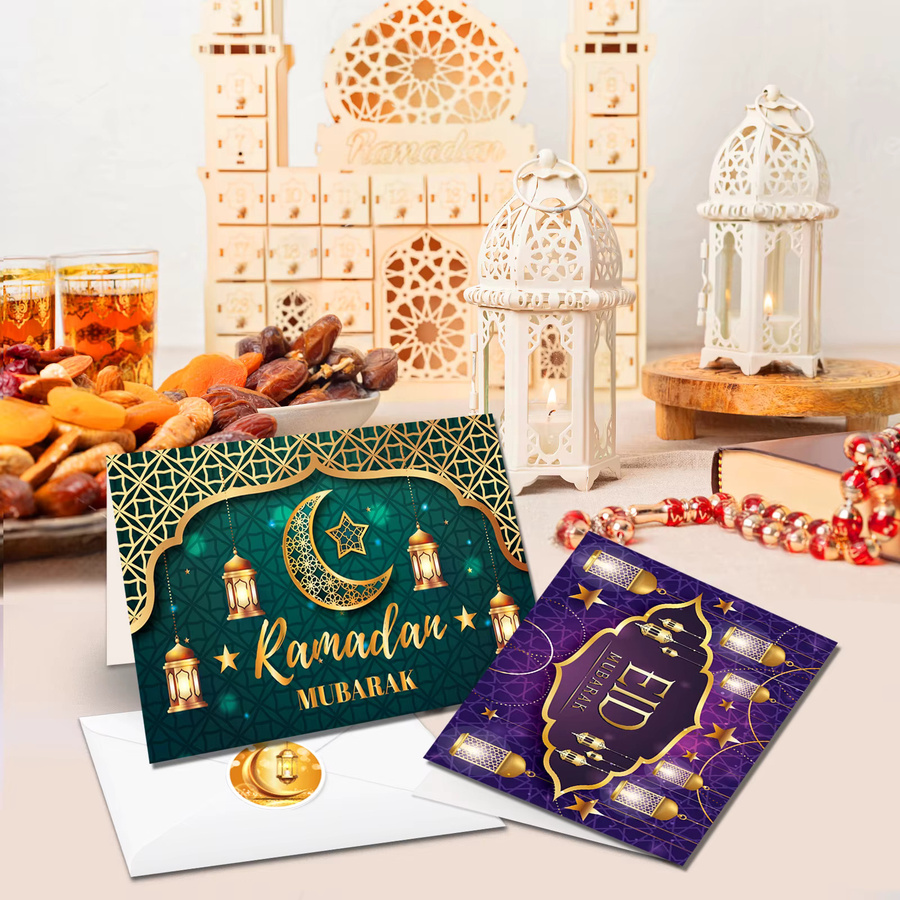 13 Stück Eid Ramadan Grußkarten mit Umschlägen und Aufklebern in Multicolour für Kinder und Erwachsene - Bild 2