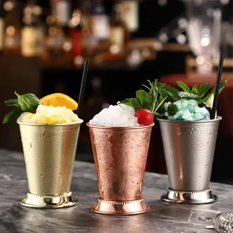 Mint Julep Becher aus 304 Edelstahl in Silber, 380 ml Tumbler für Cocktails und Whiskey - Bild 3