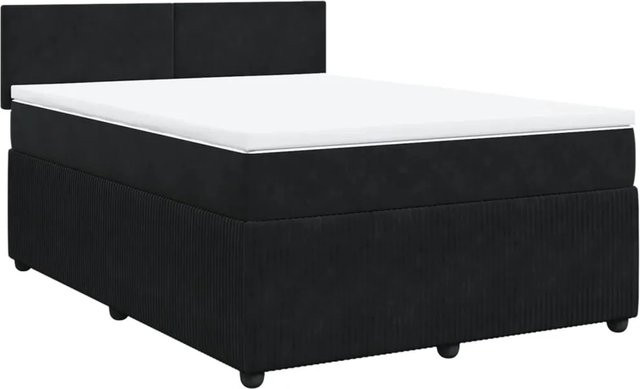 vidaXL Boxspringbett mit Matratze in Schwarz aus Samt, B/T/H: 160 x 200 cm - Bild 1
