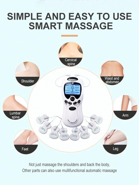 AXH Professioneller Physiotherapie TENS Elektromuskelstimulator mit Elektroden und Pulsfunktion in Weiß - Bild 1