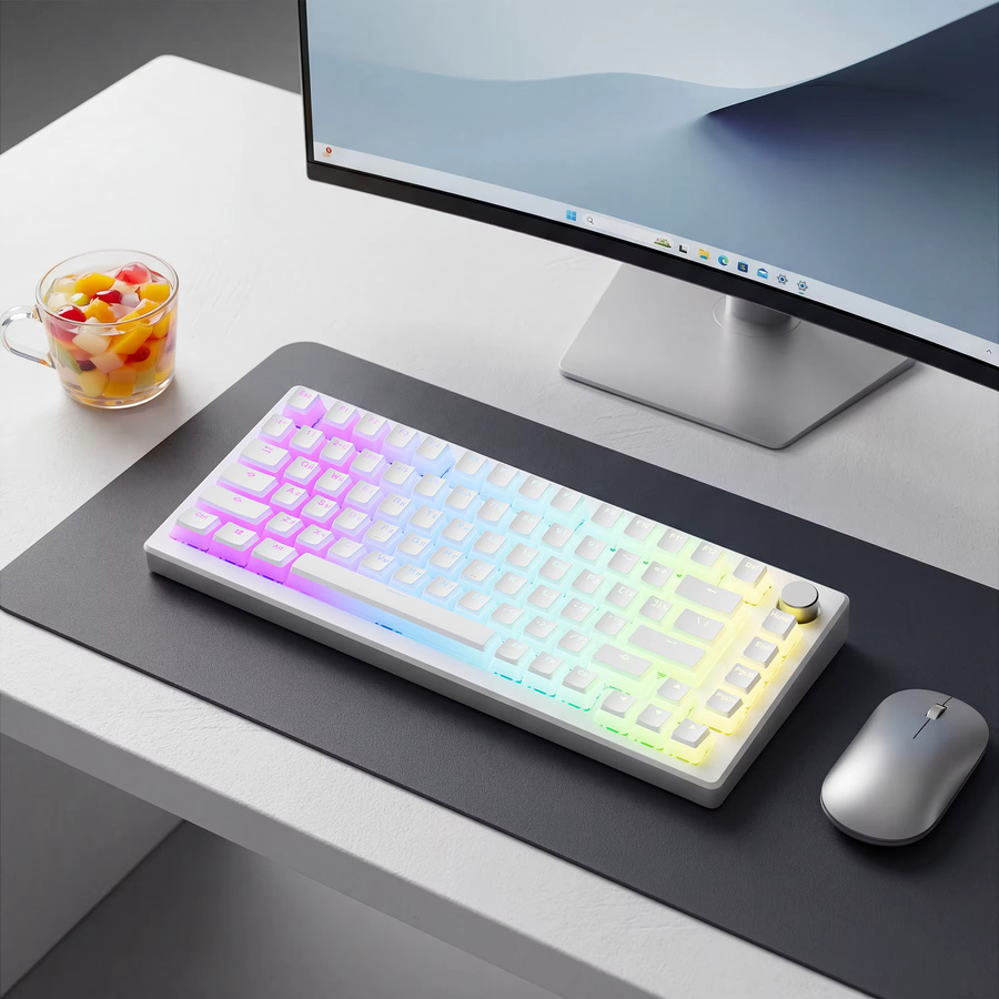XVX Pudding Tastenkappen Weiß Transluzent, 165 Tasten Russisches Layout, PBT Double Shot Jelly RGB Hintergrundbeleuchtung, kompatibel mit 75% Tastaturen - Bild 2