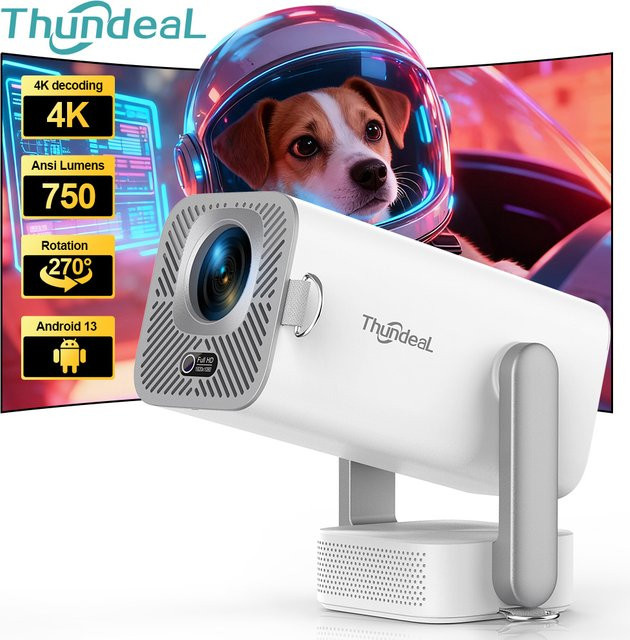 ThundeaL TD80Pro 4K UHD Android Mini-Projektor in Weiß mit 750 ANSI Lumen und Full 1080P HD Heimkino-Beamer - Bild 1