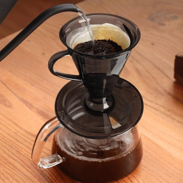 Wiederverwendbarer konischer Kaffeefilter von YOWEI mit Spiral-Design aus Kunststoff, Pour-Over Kaffeetrichter in Schwarz oder Transparent - Bild 1