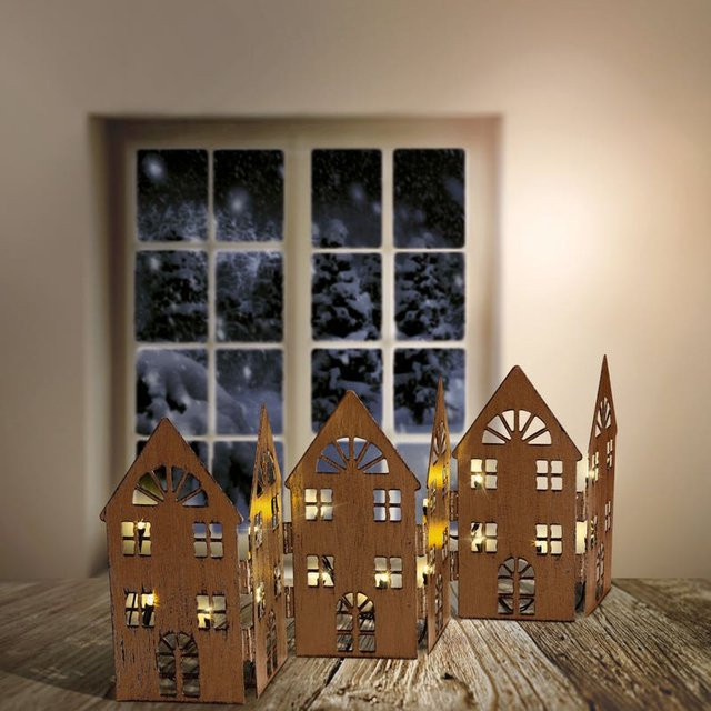 NKD LED-Metallstadt mit Timerfunktion in Braun, B/T/H: 7 x 7 x 14 cm - Bild 1