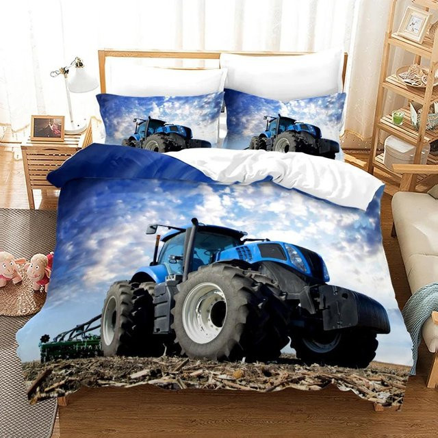 JMG Household Supplies Bettwäsche Set Traktor 3D Druck mit Bettbezug und Kissenbezug in Blau, B/H: 240 x 220 cm - Bild 1