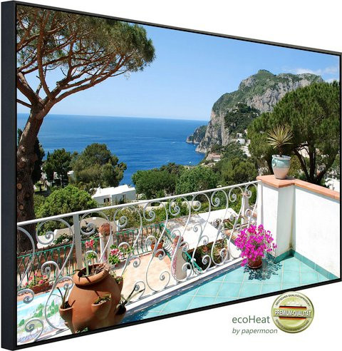 papermoon Infrarotheizung EcoHeat Capri Balkon Blick in bunt mit Matt-Effekt, App-Steuerung und Überhitzungsschutz - Bild 1