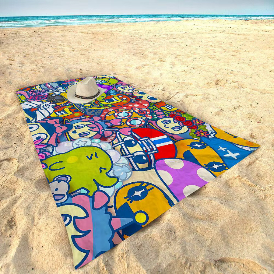 Bilibili Game Cute Cartoon T-Tamagotchi Mikrofaser-Strandtuch in Multicolour, saugfähig und schnell trocknend - Bild 3