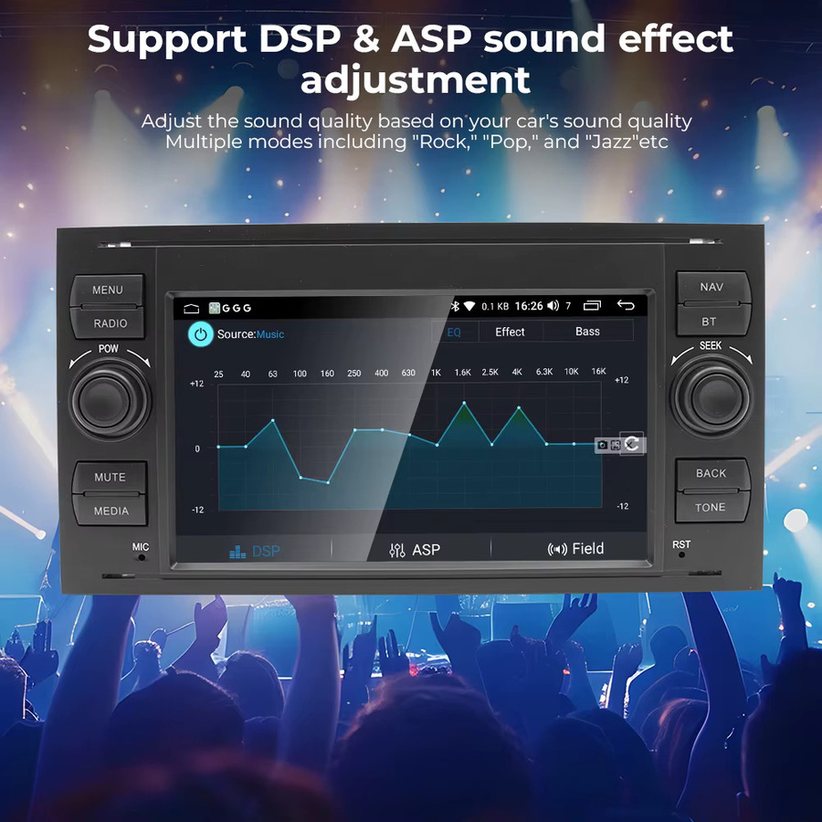 Gearelec 7-Zoll Autoradio mit GPS, kabellosem CarPlay und Android Auto in Schwarz für Ford Fusion 2006–2012 und Focus 2005–2006 - Bild 6