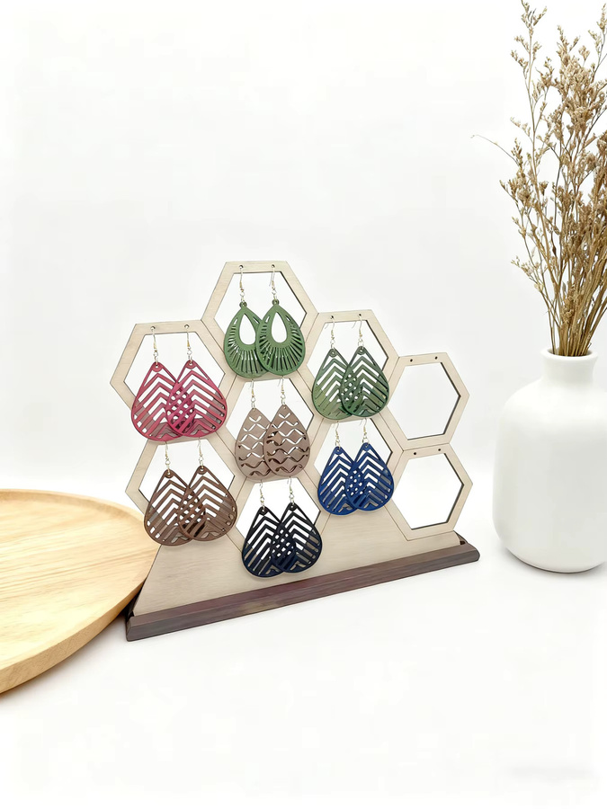 YULUCH Ohrringe Damen, Holz, Wassertropfen, bohemian - Bild 2