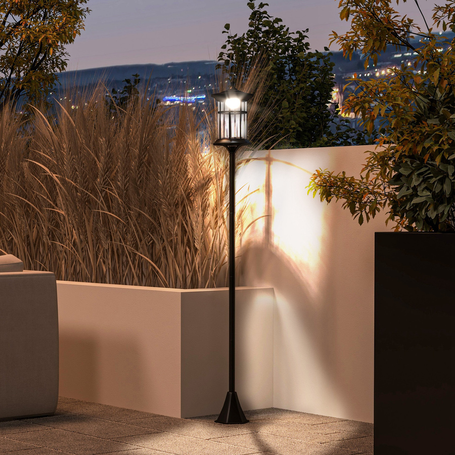 Outsunny Solar-Gartenlaterne LED Außenleuchte mit Dämmerungssensor IP44 Schwarz Höhe: 184 cm - Bild 2