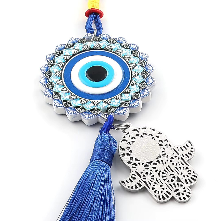 Anhänger azazel, Edelstahl, Hamsa Hand, Blaues Böses Auge, Harz, Unisex - Bild 2