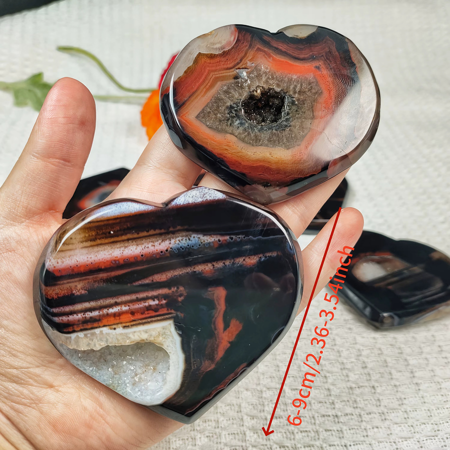 CrystalHola Spitzen-Achat-Geode in Herzform, rot und schwarz, als Dekoration und Zubehör für DIY-Schmuckherstellung - Bild 2