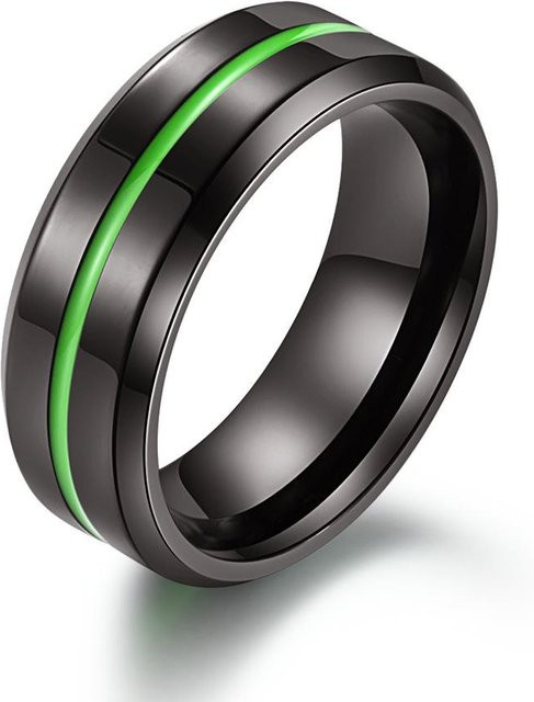 YIRAN Ring Edelstahl, zweifarbig, Schwarz, Herren, Ringgröße 12 - Bild 1